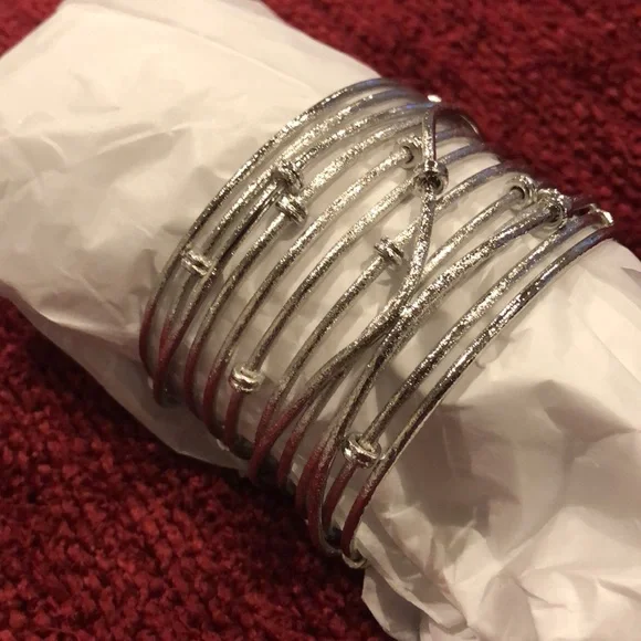 NWT White Rhodium Clad Cuff Bracelet - Picture 2 of 9